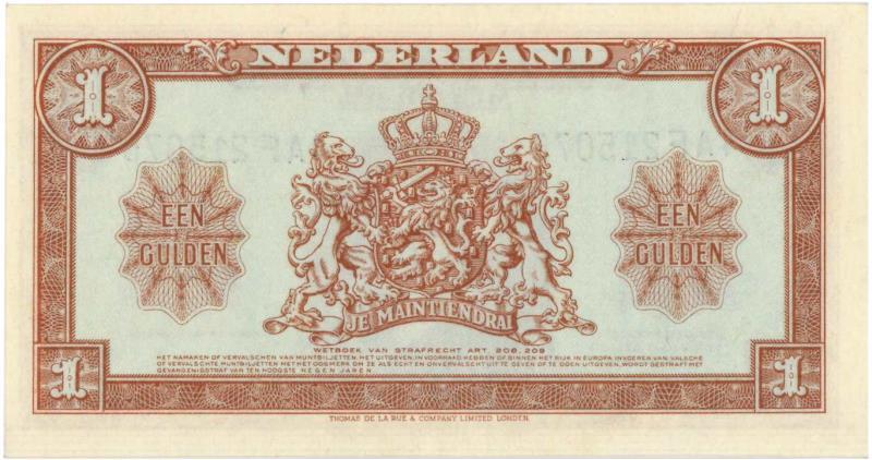 Nederland. 1 gulden. Muntbiljet. Type 1945. - Prachtig +.