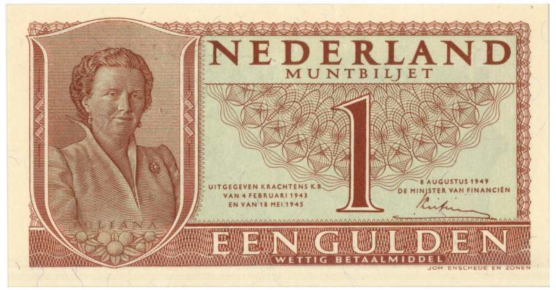 Nederland. 1 gulden. Muntbiljet. Type 1949. - UNC.