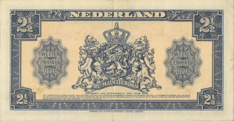 Nederland. 2½ gulden. Muntbiljet. Type 1945. - Zeer Fraai / Prachtig.