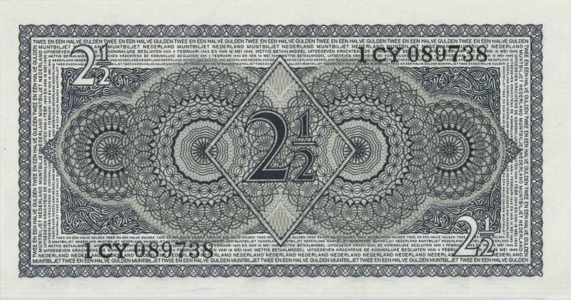 Nederland. 2½ gulden. Muntbiljet. Type 1949. - UNC.