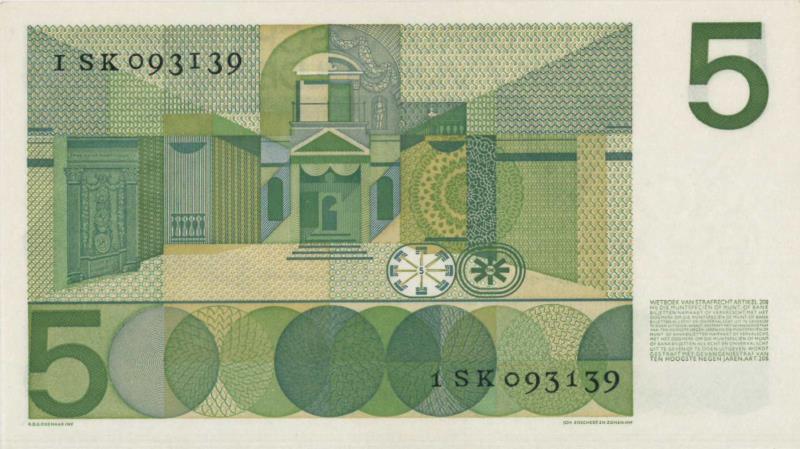 Nederland. 5 gulden. Bankbiljet. Type 1966. Vondel I - UNC.