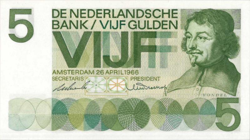 Nederland. 5 gulden. Bankbiljet. Type 1966. Vondel I - UNC.