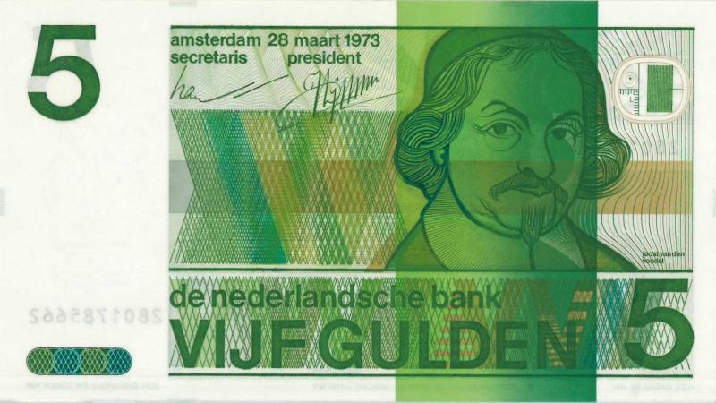 Nederland. 5 gulden. Bankbiljet. Type 1973. Vondel II - UNC.