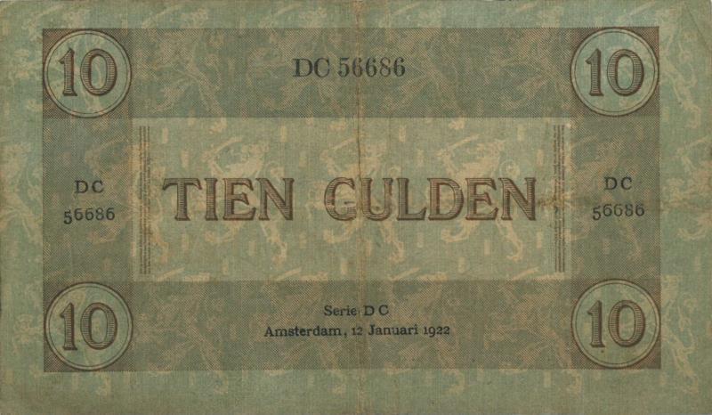 Nederland. 10 gulden. Bankbiljet. Type 1921. Arbeid en welvaart II - Zeer Fraai -.