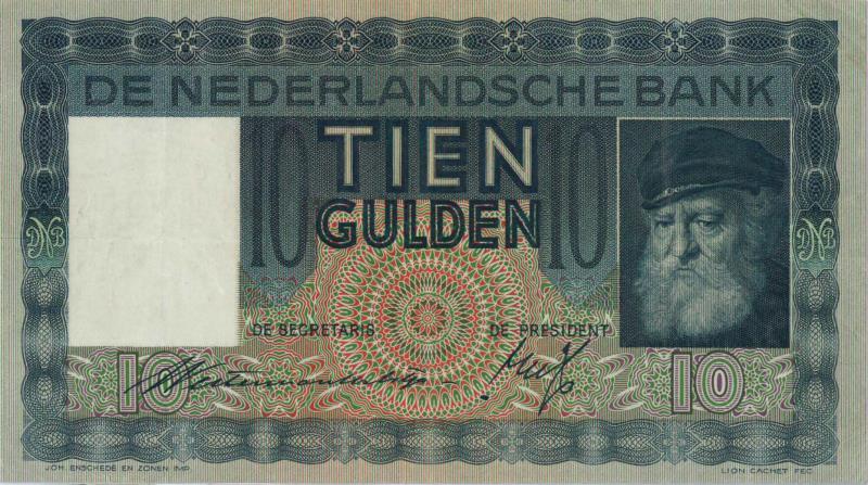 Nederland. 10 gulden. Bankbiljet. Type 1933. Grijsaard - Zeer Fraai -.