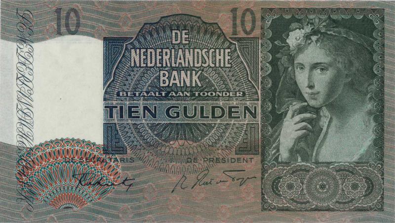 Nederland. 10 gulden. Bankbiljet. Type 1940 II. Meisje met druiven - UNC.