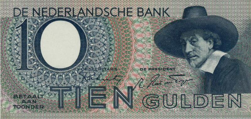 Nederland. 10 gulden. Bankbiljet. Type 1943 I. Staalmeester - Nagenoeg UNC.