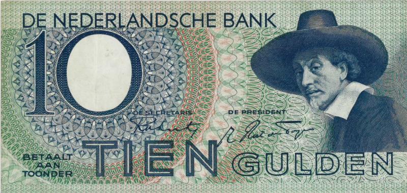 Nederland. 10 gulden. Bankbiljet. Type 1943 I. Staalmeester - Zeer Fraai.