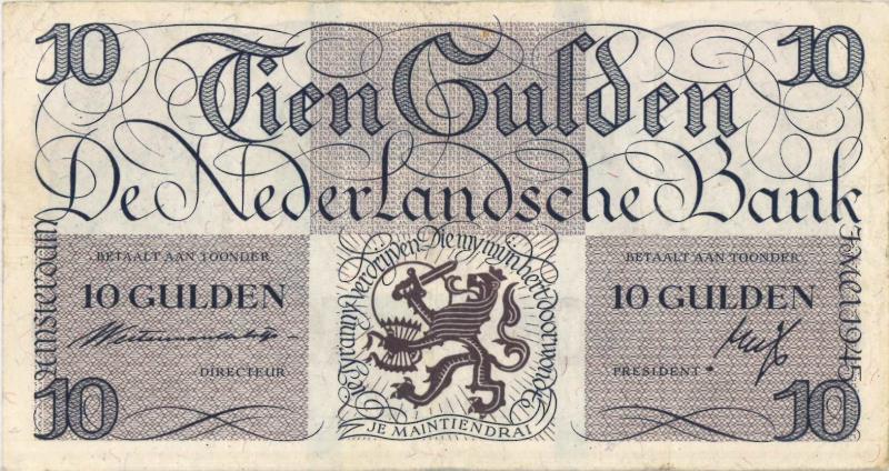 Nederland. 10 gulden. Bankbiljet. Type 1945 I. Lieftincktientje - Fraai.