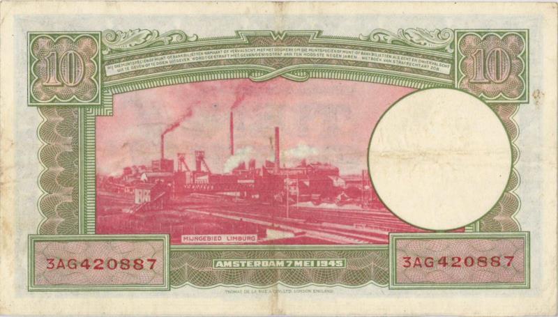 Nederland. 10 gulden. Bankbiljet. Type 1945 II. Willem I - Zeer Fraai +.