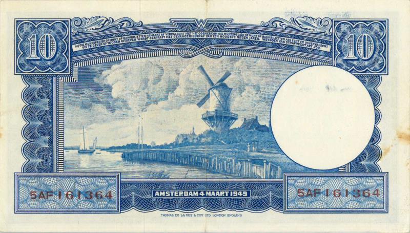 Nederland. 10 gulden. Bankbiljet. Type 1949. Willem I - Zeer Fraai / Prachtig.