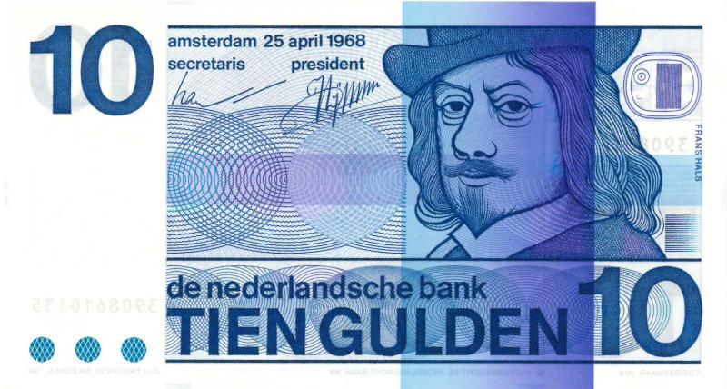 Nederland. 10 gulden. Bankbiljet. Type 1968. Frans Hals - Prachtig / UNC.