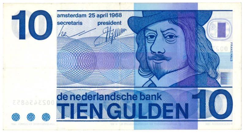 Nederland. 10 gulden. Bankbiljet. Type 1968. Frans Hals - Zeer Fraai -.