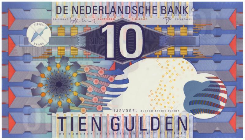 Nederland. 10 gulden. Bankbiljet. Type 1997. IJsvogel - UNC.