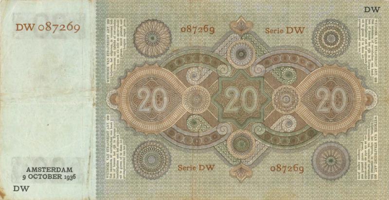 Nederland. 20 gulden. Bankbiljet. Type 1926. Stuurman - Fraai.