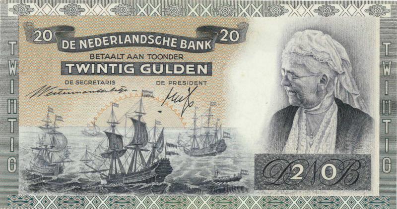 Nederland. 20 gulden. Bankbiljet. Type 1939. Emma - About UNC.