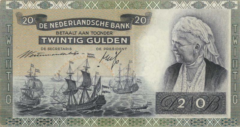 Nederland. 20 gulden. Bankbiljet. Type 1939. Emma - Zeer Fraai / Prachtig.