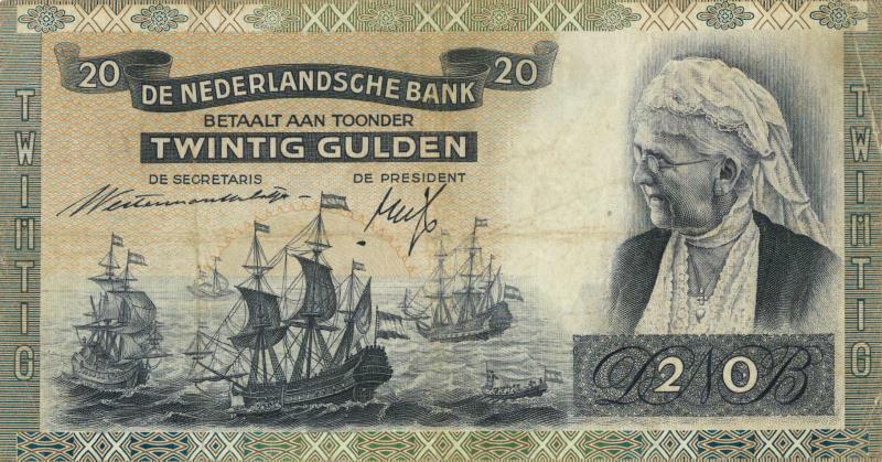 Nederland. 20 gulden. Bankbiljet. Type 1939. Emma - Fraai / Zeer Fraai.