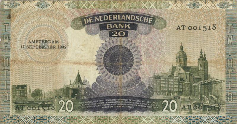 Nederland. 20 gulden. Bankbiljet. Type 1939. Emma - Fraai / Zeer Fraai.