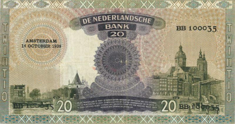 Nederland. 20 gulden. Bankbiljet. Type 1939. Emma - Zeer Fraai -.