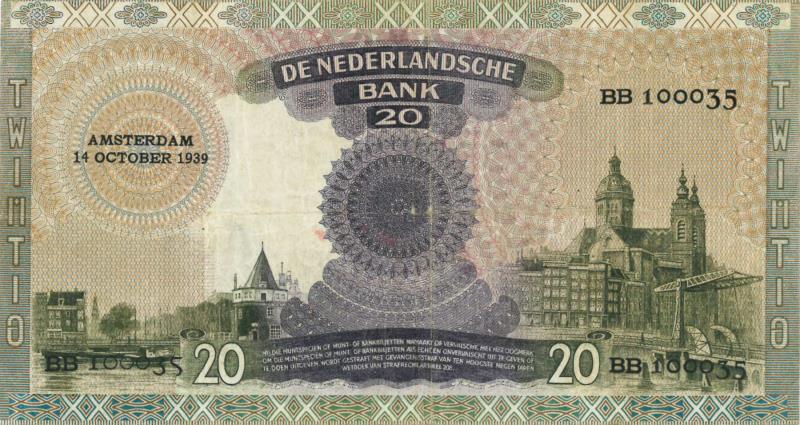 Nederland. 20 gulden. Bankbiljet. Type 1939. Emma - Zeer Fraai -.