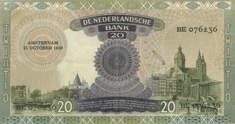 Nederland. 20 gulden. Bankbiljet. Type 1939. Emma - Zeer Fraai -.