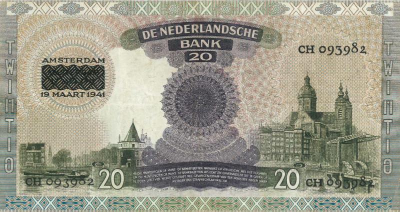 Nederland. 20 gulden. Bankbiljet. Type 1939. Emma - Zeer Fraai -.