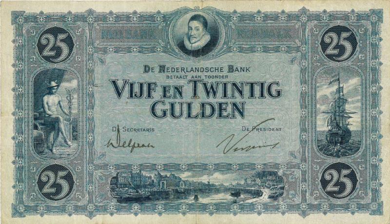 Nederland. 25 gulden. Bankbiljet. Type 1927. Willem van Oranje - Zeer Fraai -.