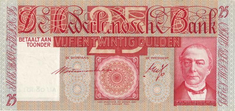 Nederland. 25 gulden. Bankbiljet. Type 1931. Mees - Zeer Fraai.