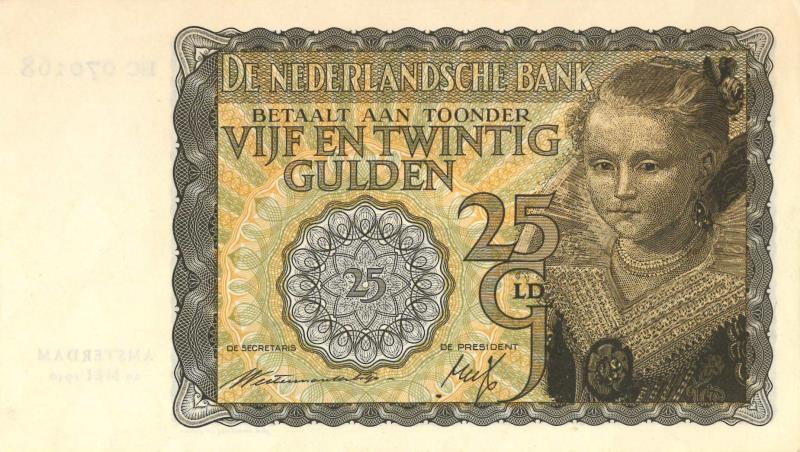 Nederland. 25 gulden. Bankbiljet. Type 1940. Prinsjesje - Nagenoeg UNC.