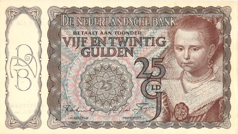 Nederland. 25 gulden. Bankbiljet. Type 1943 I. Prinsjesje - Prachtig +.