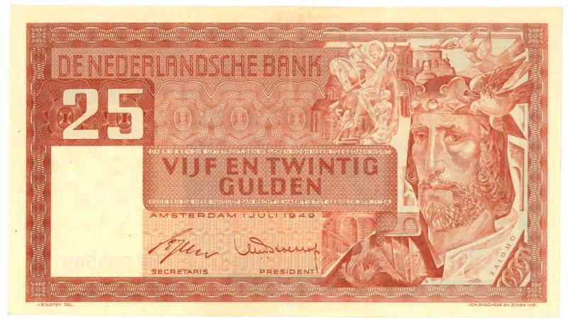 Nederland. 25 gulden. Bankbiljet. Type 1949. Salomo - Zeer Fraai +.