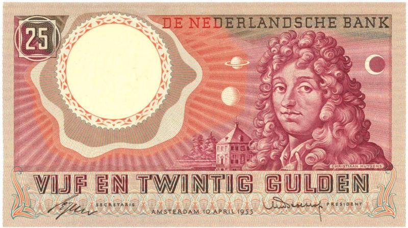 Nederland. 25 gulden. Bankbiljet. Type 1955. Huygens - Zeer Fraai / Prachtig.