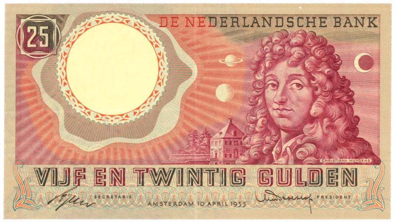 Nederland. 25 gulden. Bankbiljet. Type 1955. Huygens - Zeer Fraai +.