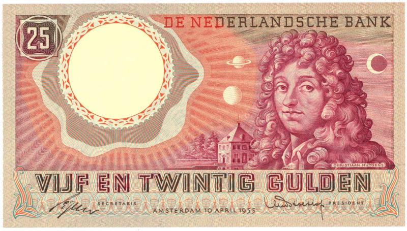 Nederland. 25 gulden. Bankbiljet. Type 1955. Huygens - Nagenoeg UNC.