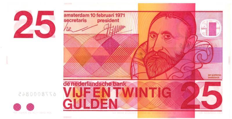 Nederland. 25 gulden. Bankbiljet. Type 1971. Sweelinck - UNC.