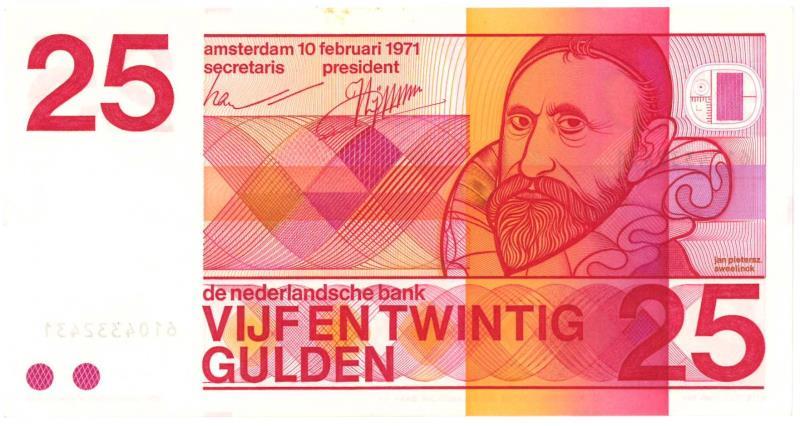 Nederland. 25 gulden. Bankbiljet. Type 1971. Sweelinck - Nagenoeg UNC.