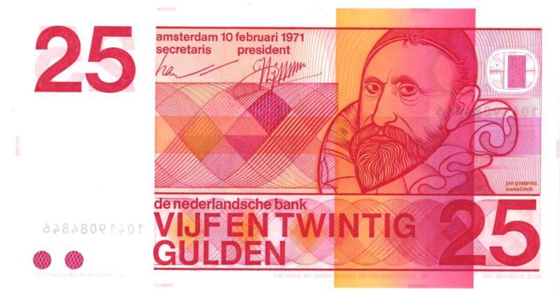 Nederland. 25 gulden. Bankbiljet. Type 1971. Sweelinck - UNC.