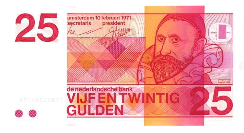 Nederland. 25 gulden. Bankbiljet. Type 1971. Sweelinck - UNC.