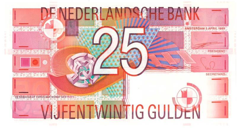 Nederland. 25 gulden. Bankbiljet. Type 1989. Roodborstje - UNC.
