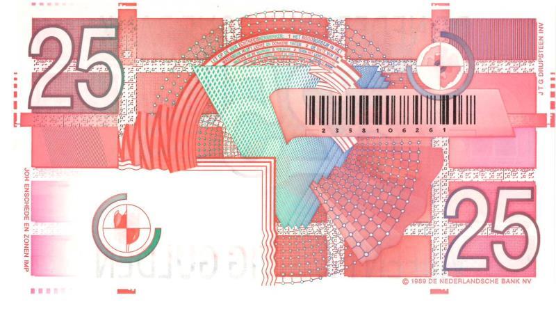Nederland. 25 gulden. Bankbiljet. Type 1989. Roodborstje - UNC.