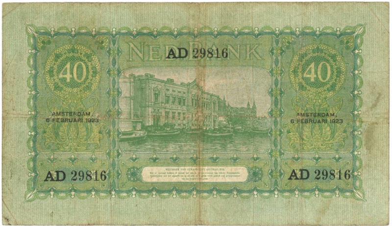 Nederland. 40 gulden. Bankbiljet. Type 1921. Maurits - Zeer Goed / Fraai.