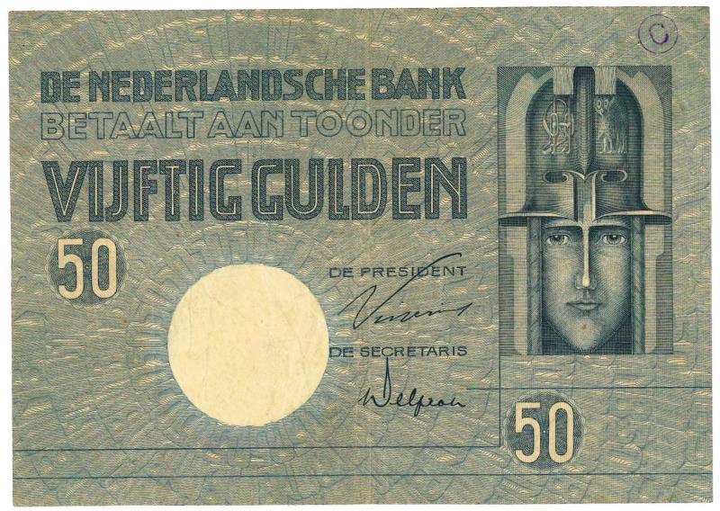 Nederland. 50 gulden. Bankbiljet. Type 1929. Minerva - Fraai.