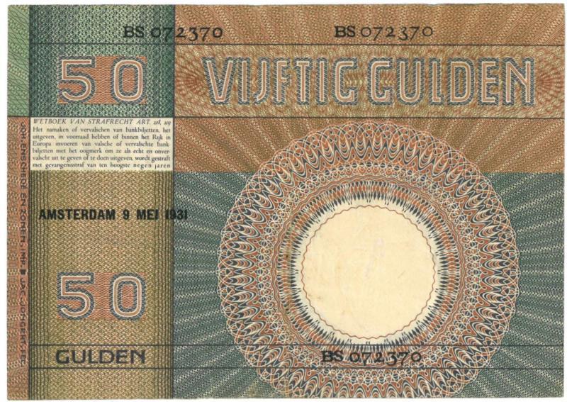 Nederland. 50 gulden. Bankbiljet. Type 1929. Minerva - Fraai.