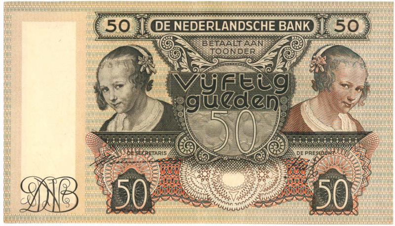 Nederland. 50 gulden. Bankbiljet. Type 1941. Oestereetster - Prachtig.