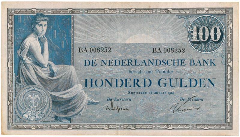 Nederland. 100 gulden. Bankbiljet. Type 1921. Grietje Seel - Zeer Fraai +.