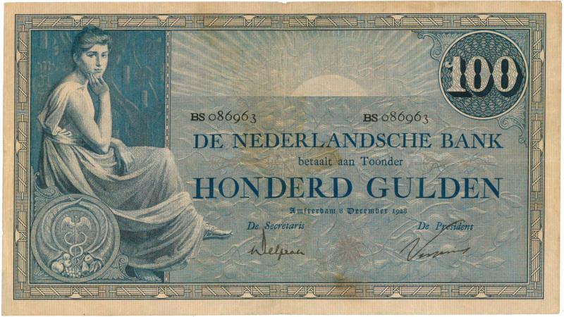 Nederland. 100 gulden. Bankbiljet. Type 1921. Grietje Seel - Fraai.