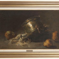 Elizabeth Francoise 'Tjieke' Bleckmann - Roelofs, Stilleven van stoofperen en een koperen pot.