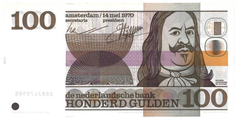 Nederland. 100 gulden. Bankbiljet. Type 1970. De Ruyter - UNC.