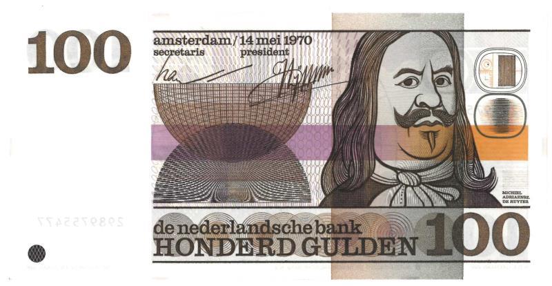 Nederland. 100 gulden. Bankbiljet. Type 1970. De Ruyter - Prachtig +.